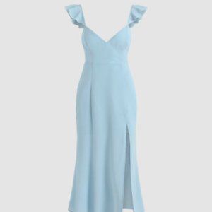 Ruffle Cap Sleeved Midi Dress